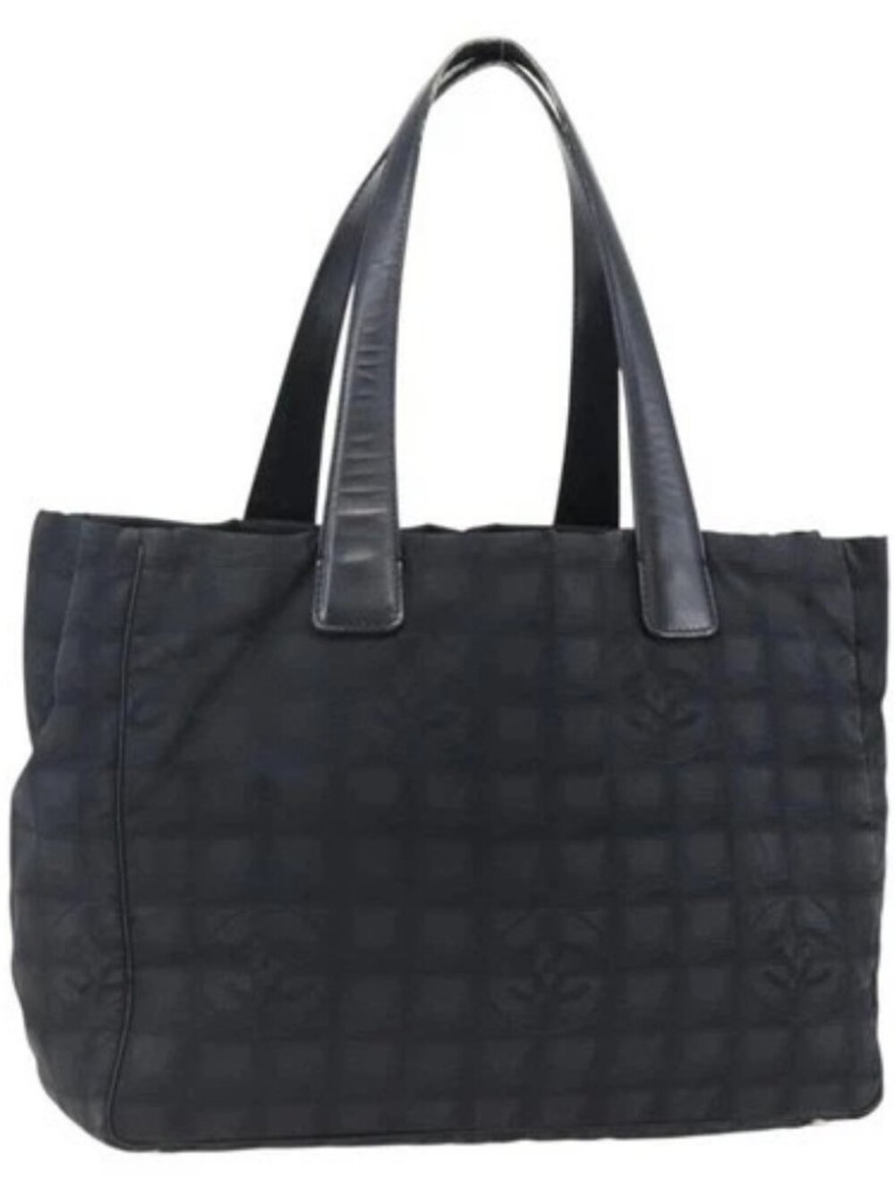 CHANEL New Travel Line Tote Bag Nylon Black Gold CC Auth BA9949